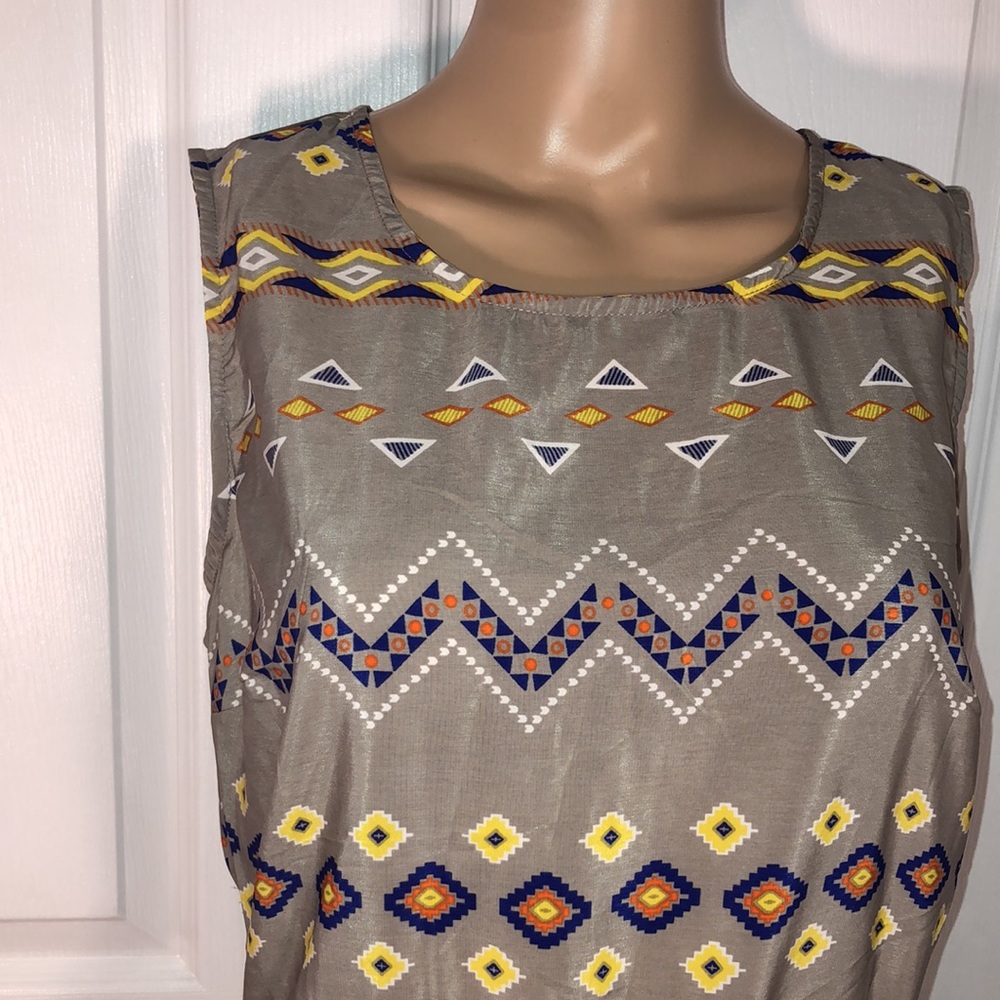 BeBop Brown Print Dress. L - Picture 2 of 6